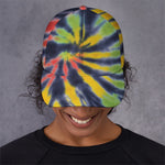 Black Backed Spiral Tie Dye Print Baseball Cap