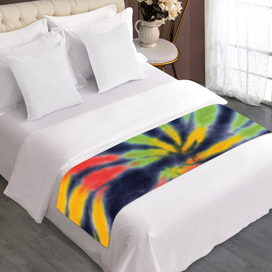 Black Backed Spiral Tie Dye Print Bed Runner