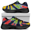 Black Backed Spiral Tie Dye Print Black Chunky Shoes