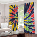 Black Backed Spiral Tie Dye Print Blackout Grommet Curtains