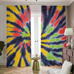 Black Backed Spiral Tie Dye Print Blackout Pencil Pleat Curtains