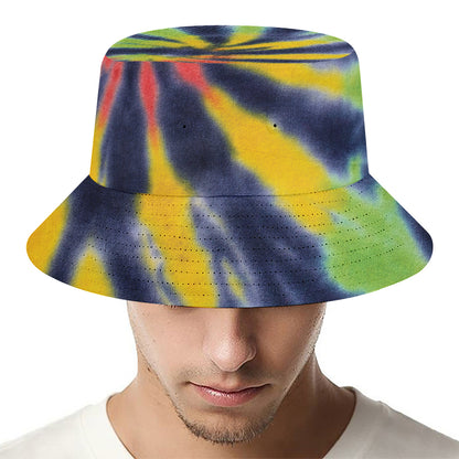 Black Backed Spiral Tie Dye Print Bucket Hat