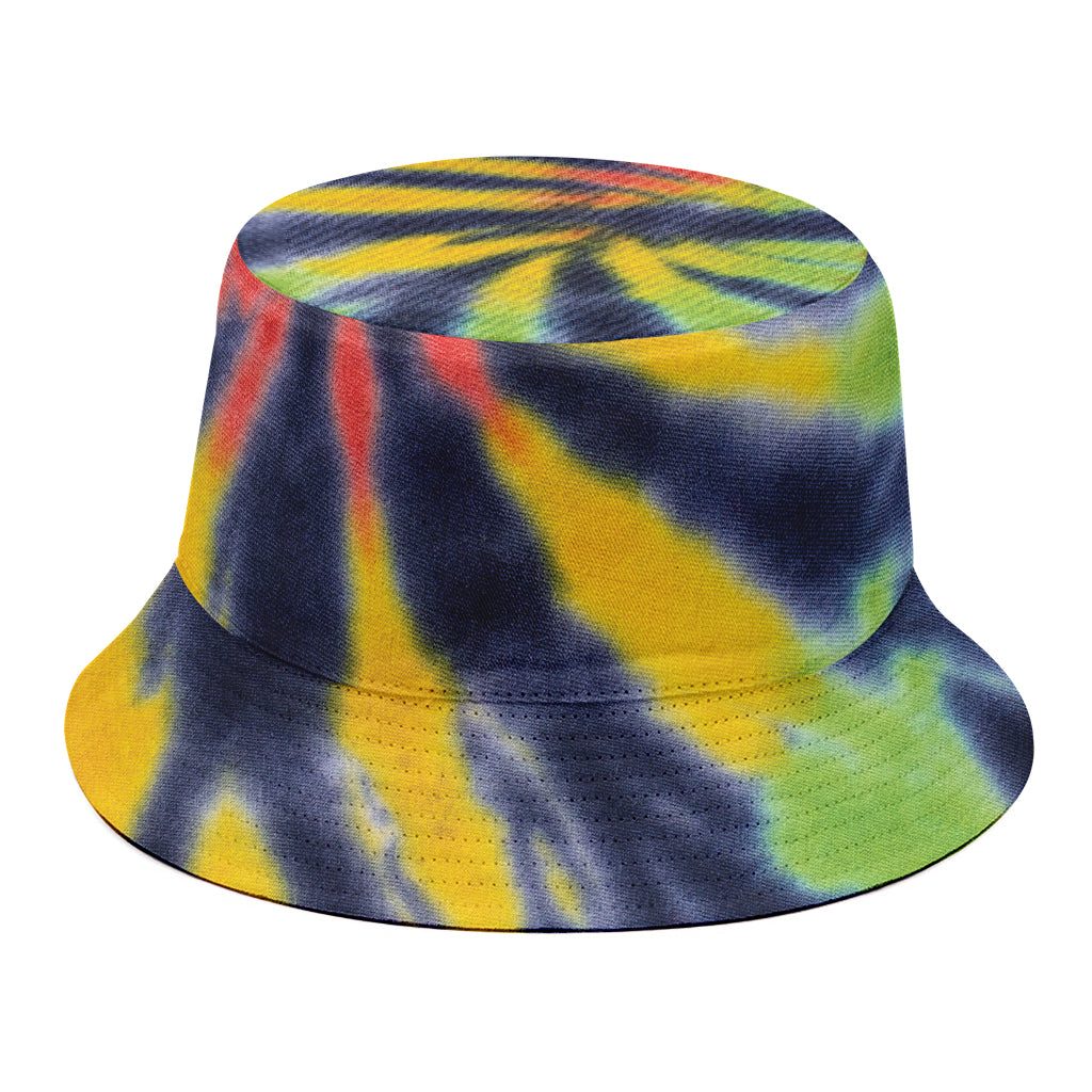 Black Backed Spiral Tie Dye Print Bucket Hat