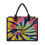 Black Backed Spiral Tie Dye Print Canvas Tote Bag