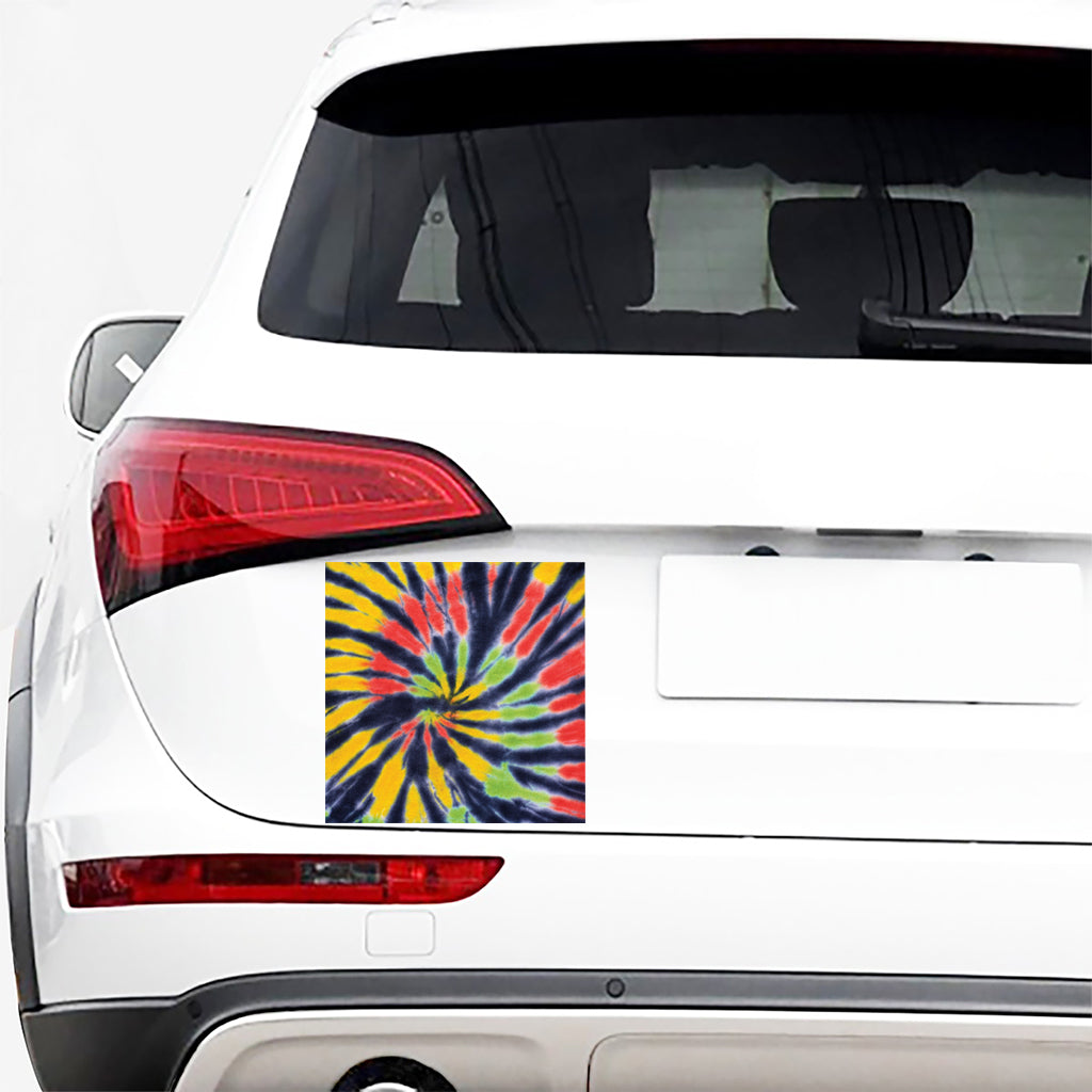 Black Backed Spiral Tie Dye Print Car Sticker