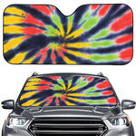 Black Backed Spiral Tie Dye Print Car Windshield Sun Shade