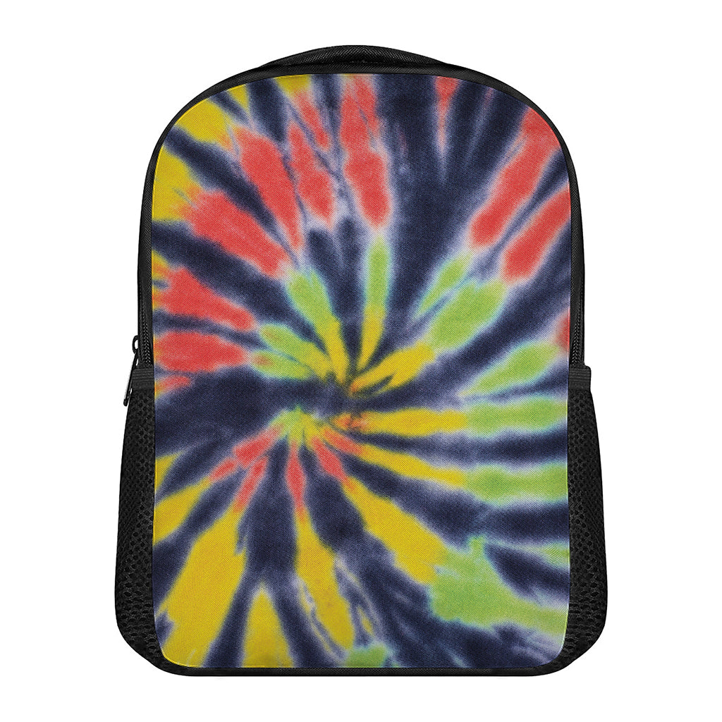 Black Backed Spiral Tie Dye Print Casual Backpack
