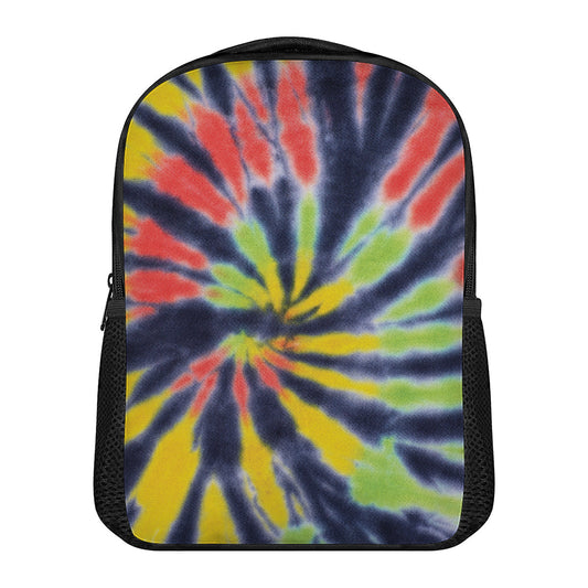 Black Backed Spiral Tie Dye Print Casual Backpack