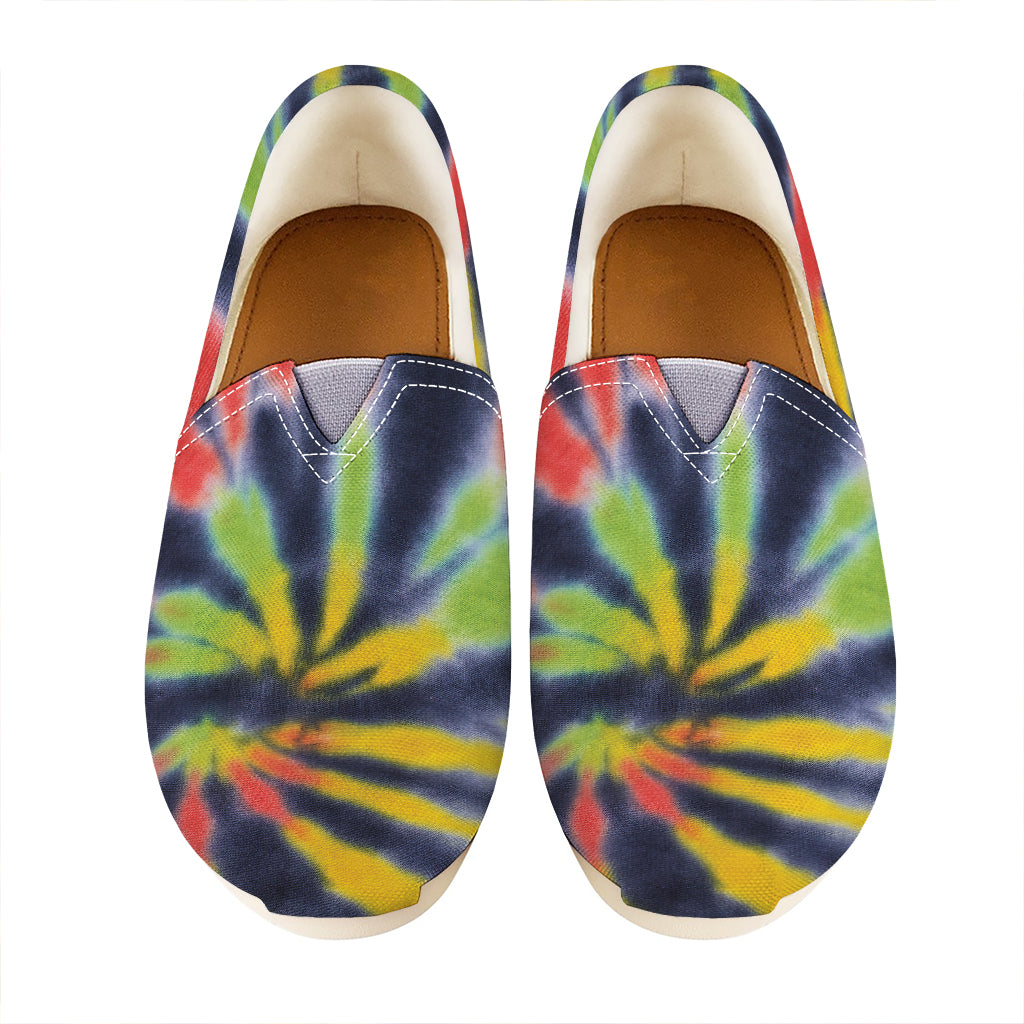 Black Backed Spiral Tie Dye Print Casual Shoes
