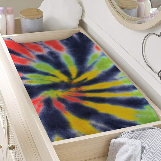 Black Backed Spiral Tie Dye Print Changing Pad Cover