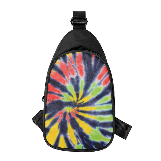 Black Backed Spiral Tie Dye Print Chest Bag