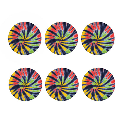 Black Backed Spiral Tie Dye Print Coaster Set