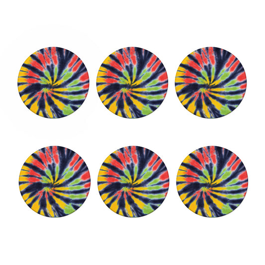 Black Backed Spiral Tie Dye Print Coaster Set