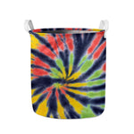 Black Backed Spiral Tie Dye Print Collapsible Laundry Basket