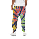 Black Backed Spiral Tie Dye Print Cotton Pants