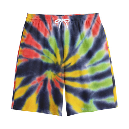 Black Backed Spiral Tie Dye Print Cotton Shorts