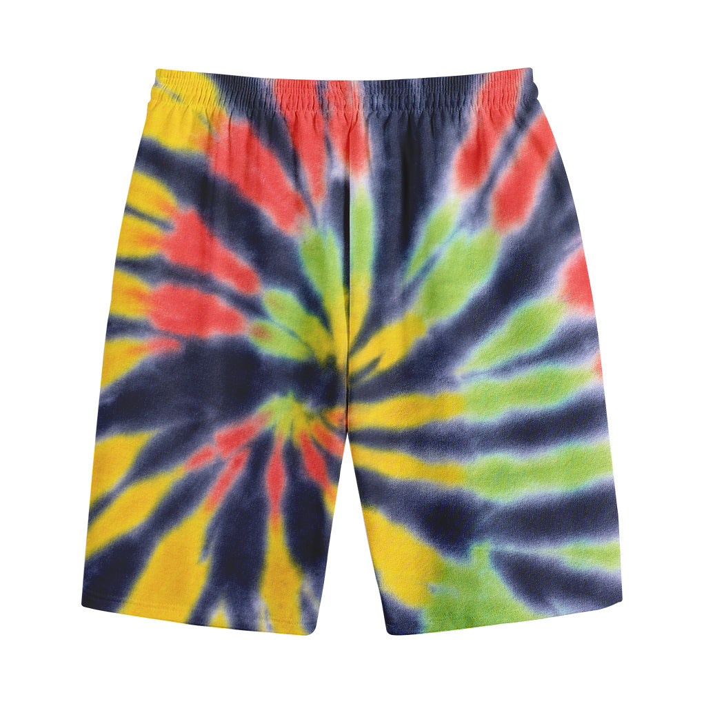 Black Backed Spiral Tie Dye Print Cotton Shorts