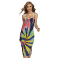 Black Backed Spiral Tie Dye Print Cross Back Cami Dress
