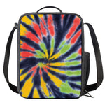 Black Backed Spiral Tie Dye Print Crossbody Lunch Bag