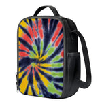 Black Backed Spiral Tie Dye Print Crossbody Lunch Bag