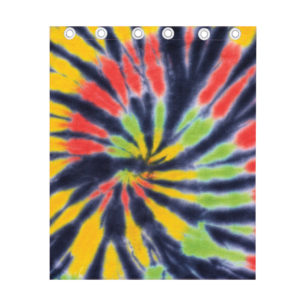 Black Backed Spiral Tie Dye Print Curtain