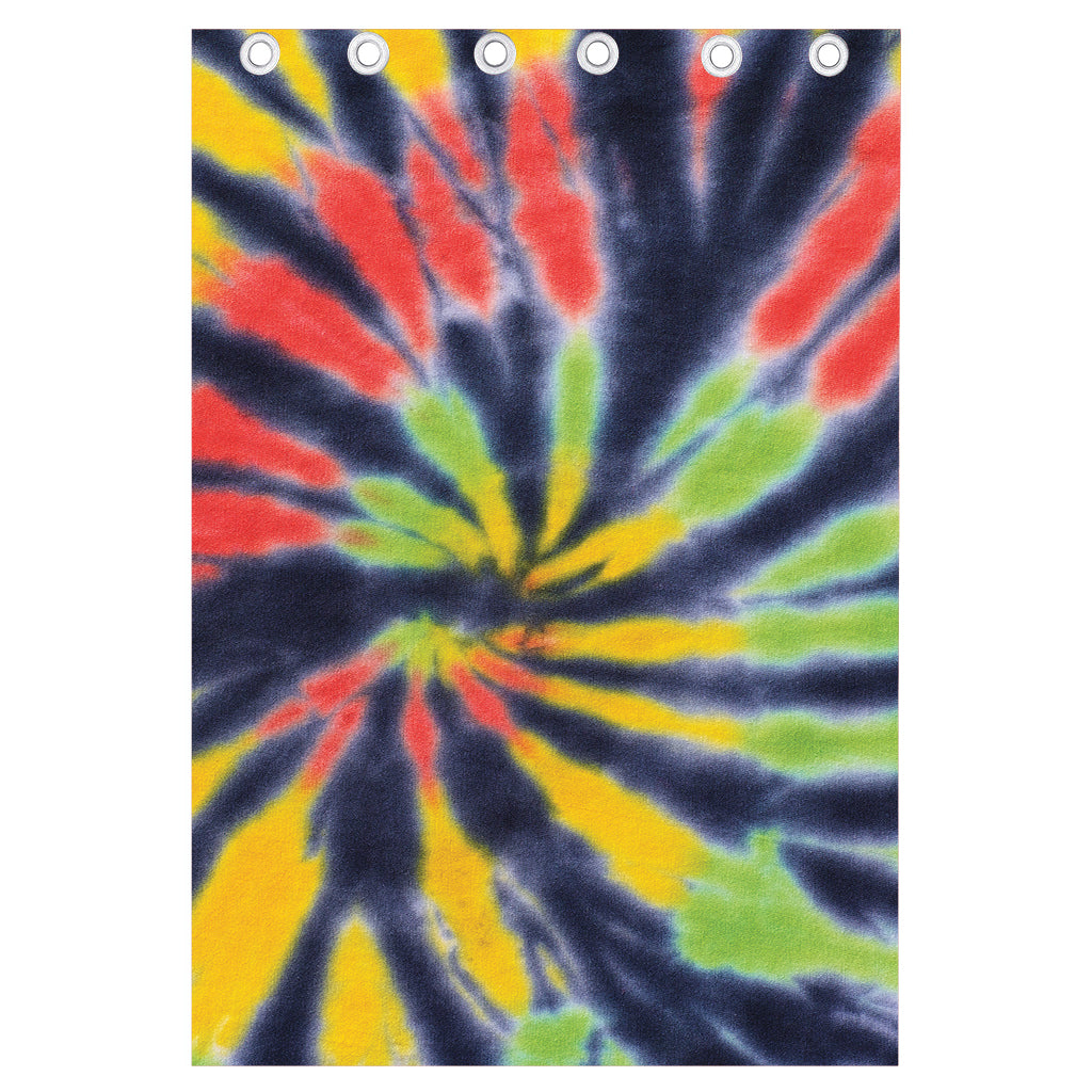 Black Backed Spiral Tie Dye Print Curtain