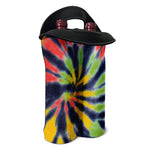 Black Backed Spiral Tie Dye Print Double Neoprene Wine Tote