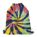 Black Backed Spiral Tie Dye Print Drawstring Bag