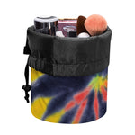 Black Backed Spiral Tie Dye Print Drawstring Makeup Bag