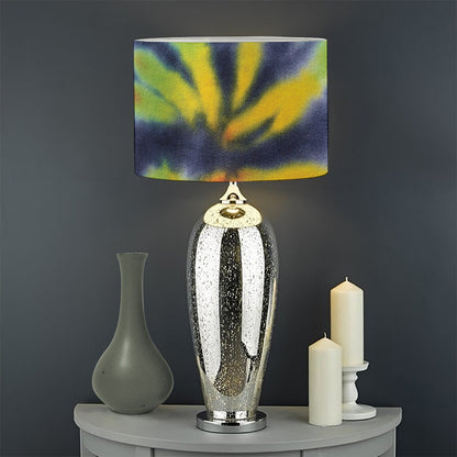Black Backed Spiral Tie Dye Print Drum Lamp Shade