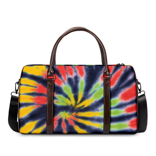 Black Backed Spiral Tie Dye Print Duffle Bag