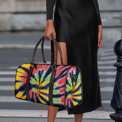 Black Backed Spiral Tie Dye Print Duffle Bag