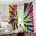 Black Backed Spiral Tie Dye Print Extra Wide Grommet Curtains