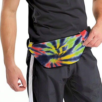 Black Backed Spiral Tie Dye Print Fanny Pack