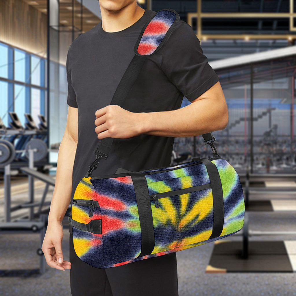 Black Backed Spiral Tie Dye Print Gym Bag