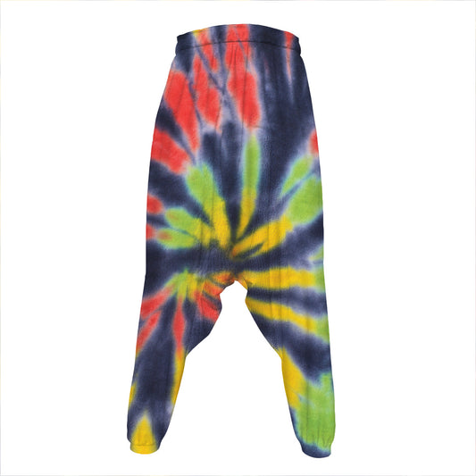 Black Backed Spiral Tie Dye Print Hammer Pants