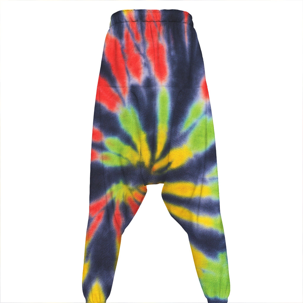 Black Backed Spiral Tie Dye Print Hammer Pants