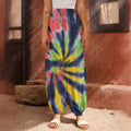 Black Backed Spiral Tie Dye Print Harem Pants