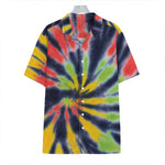 Black Backed Spiral Tie Dye Print Hawaiian Shirt
