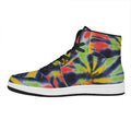 Black Backed Spiral Tie Dye Print High Top Leather Sneakers