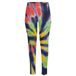 Black Backed Spiral Tie Dye Print High-Waisted Pocket Leggings