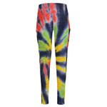 Black Backed Spiral Tie Dye Print High-Waisted Pocket Leggings