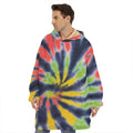 Black Backed Spiral Tie Dye Print Hoodie Blanket