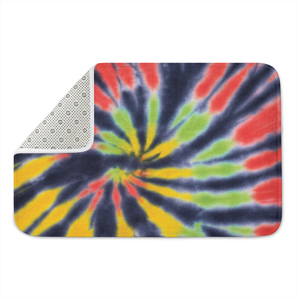 Black Backed Spiral Tie Dye Print Indoor Door Mat