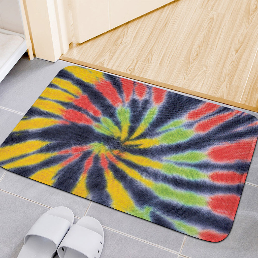 Black Backed Spiral Tie Dye Print Indoor Door Mat