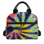 Black Backed Spiral Tie Dye Print Insulated Lunch Bag