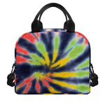Black Backed Spiral Tie Dye Print Insulated Lunch Bag