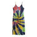 Black Backed Spiral Tie Dye Print Jersey Midi Cami Dress