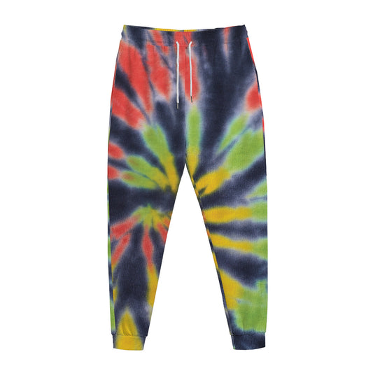 Black Backed Spiral Tie Dye Print Jogger Pants