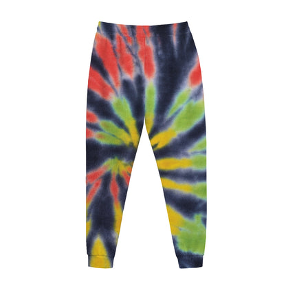 Black Backed Spiral Tie Dye Print Jogger Pants